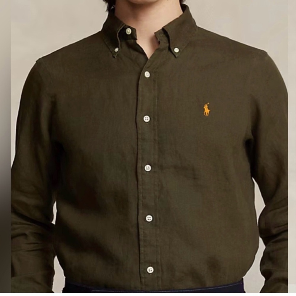 Polo Ralph Lauren olive green oxford button up small